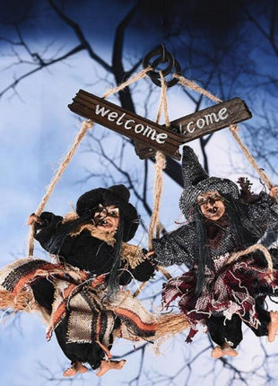 Halloween Flying Broomstick Witch Pendant