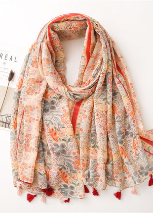 Japanese Style Artistic Cotton and Linen Scarf Bohemian Cashew