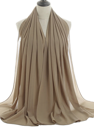 70x180 cm Monochrome Pearl Chiffon Hijab Scarf