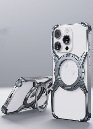 iPhone 13/14/15 Anti-fall Heat Dissipation Metal Phone Case Mechanical Arm Protective Shell