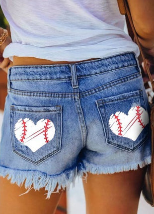 Fringed Denim Shorts Straight Breasted Hot Shorts