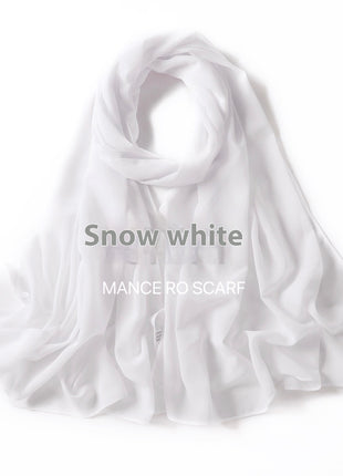 Pure Color Pearl Chiffon Scarf Headcloth Veil Chiffon Scarf