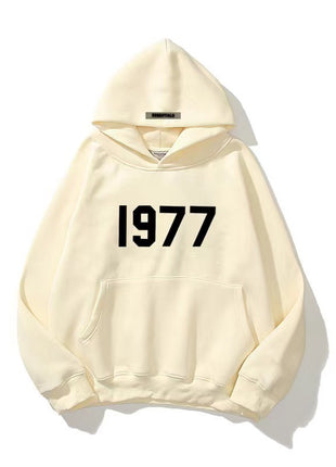 Fashion High Street Loose Fleece-lined 1977 Hoodies