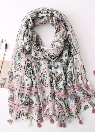 Japanese Style Artistic Cotton and Linen Scarf Bohemian Cashew