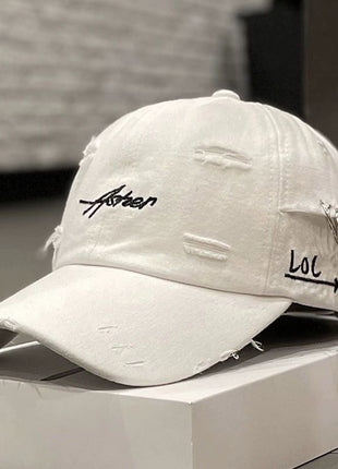 Korean Ins Retro Tattered Soft Jeans Peaked Cap