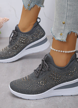Rhinestone Lace Up Commuter Shoes