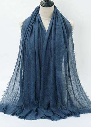 Pure Color Pleated Cotton Scarf Cotton And Linen Scarf