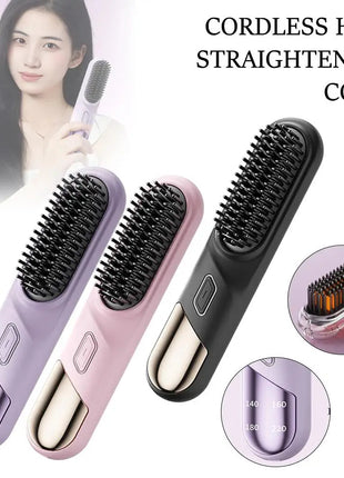 Cordless Wet & Dry Hair Straightener Brush