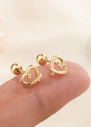 S925 Sweet Cutout Love Screw Ear Studs