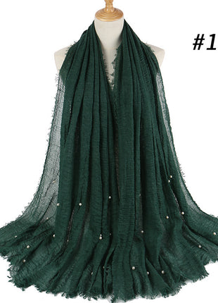 Cotton and linen crumpled monochrome scarf