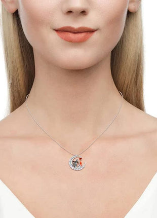 Halloween Moon-shaped Skull Necklace With Rhinestones