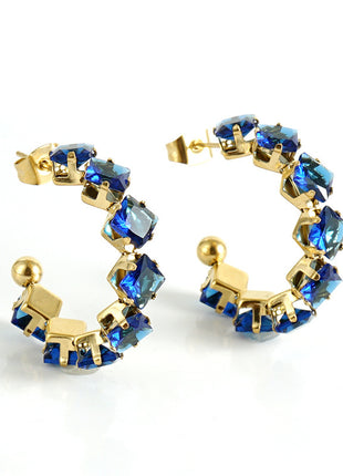 Stainless Steel Zircon Rhinestone Earrings