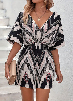 V-neck Back Bandage Bow One-piece Shorts