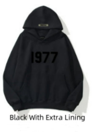 Fashion High Street Loose Fleece-lined 1977 Hoodies