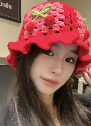 Retro Hollow Flower Handmade Knitted Hat