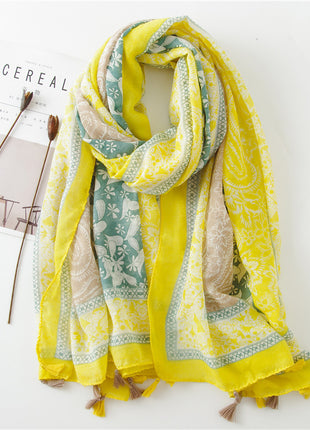 Japanese Style Artistic Cotton and Linen Scarf Bohemian Cashew