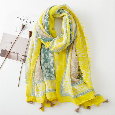 Japanese Style Artistic Cotton and Linen Scarf Bohemian Cashew