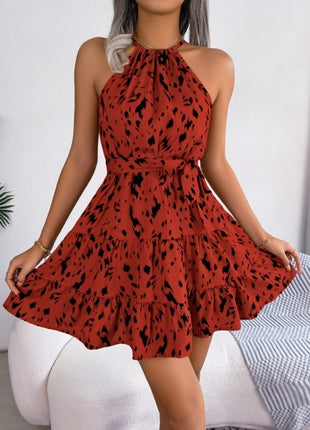 Ladies Halter Neck Small Turtleneck Floral Dress
