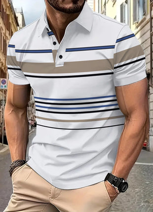 Men's Striped Short Sleeve Summer Business Casual Loose T-shirt