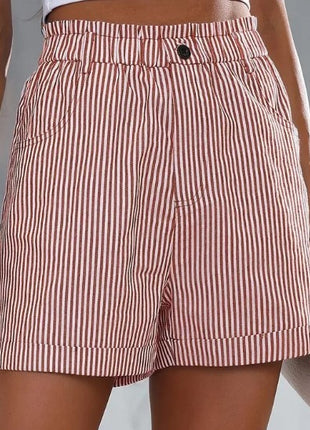 Fashion Ladies Non-stretch Stripe Shorts