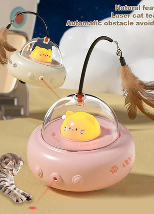 Smart Cat Toy Electric Teaser UFO Stick with Bell and Pointer
