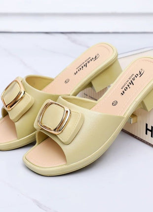 Korean Style Buckle Chunky Heel