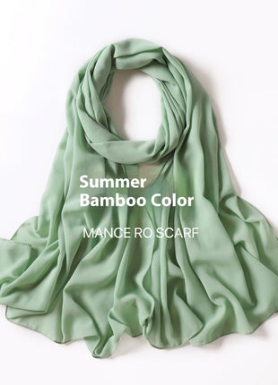 Pure Color Pearl Chiffon Scarf Headcloth Veil Chiffon Scarf