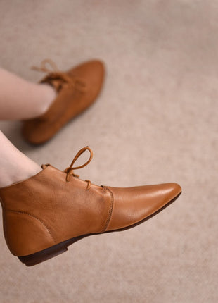 Comfortable Soft Leather Versatile Flat Booties