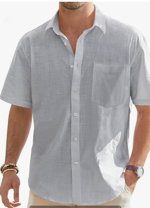 Cotton And Linen Short Sleeve Shirt
