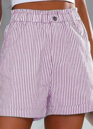 Fashion Ladies Non-stretch Stripe Shorts