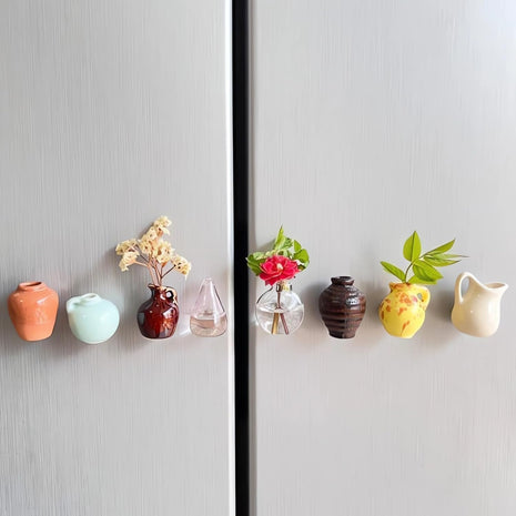 Mini Vase Refrigerator Magnets – 8 Pcs Decorative Set