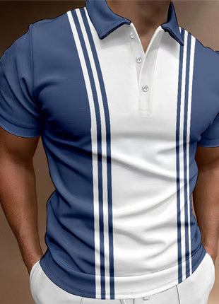 Casual 3 Button Printing Lapel Casual Men's T-shirt