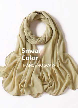 Pure Color Pearl Chiffon Scarf Headcloth Veil Chiffon Scarf