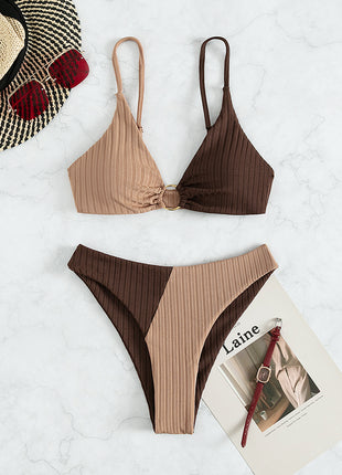 Solid Color Stitching Bikini