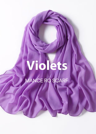 Pure Color Pearl Chiffon Scarf Headcloth Veil Chiffon Scarf