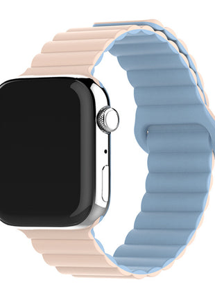 Two-color Silicone Magnetic Back Ring Buckle Band Applicable with Apple watch
