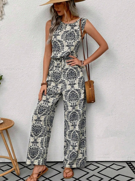 Waist Cinching Casual Straight Leg Jumpsuit