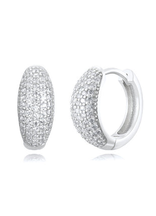 Sterling Silver Needle Street Fashion Geometry Pattern Round Rhinestone Earrings