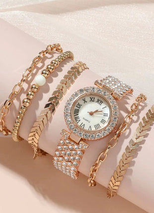 Diamond Women's Bracelet Watch Luxury Fashion Gift Box Watch Bracelet Six-piece Set