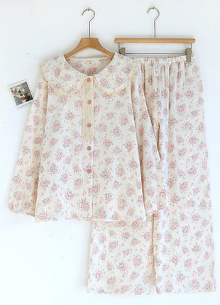 Cotton Floral Sweet Long-sleeved Trousers Pyjamas Suit