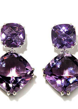 Elegant Mysterious Purple Square Zircon Earrings