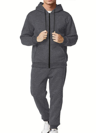 Casual Hooded Zip Cardigan Set