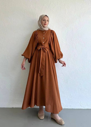 Long Sleeves Top Swing Mid-length Dress