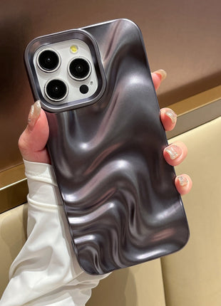 iPhone 14/15/16 All Models Matte Black Water Ripple Case