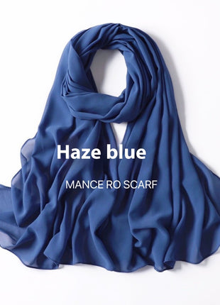 Pure Color Pearl Chiffon Scarf Headcloth Veil Chiffon Scarf