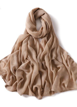 Solid Color Wide-brimmed Cotton And Linen Monochrome Scarf Veil