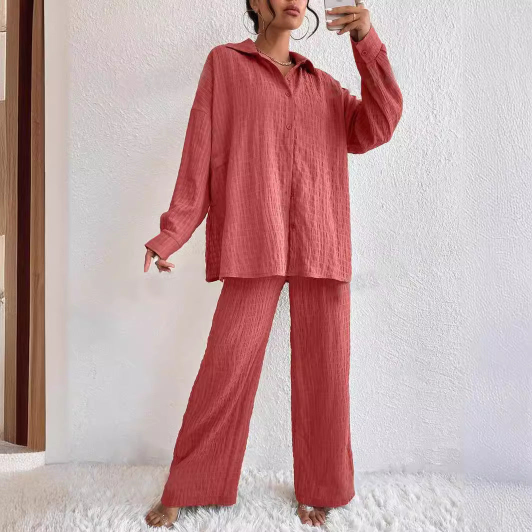 Casual Pleated Trousers Long Sleeve Lapel Elegant Suit