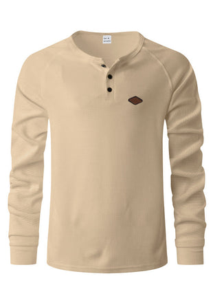 Waffle Buckle Quick-drying Raglan Henry Long Sleeve