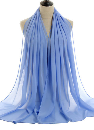 70x180 cm Monochrome Pearl Chiffon Hijab Scarf