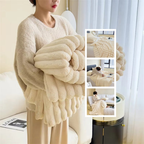 Soft Wind Bubble Blanket Rabbit Fur Double-sided Thickening Cover